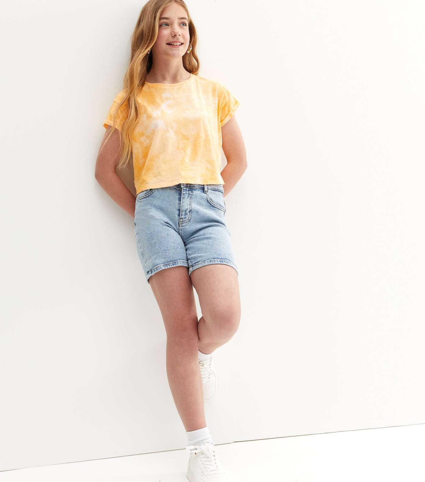 Girls Orange Tie Dye T-Shirt Image 2