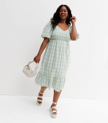 Green and clearance white check dress