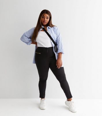 Curves Black Zip Trousers