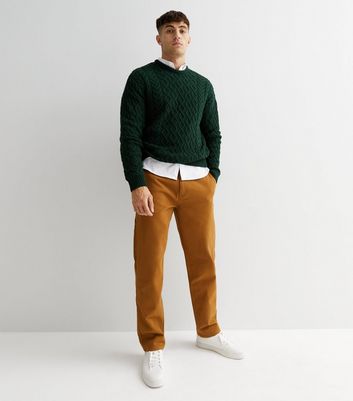 Men's Rust Straight Fit Trousers New Look