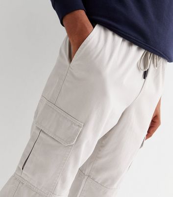 Stone Cuffed Slim Leg Cargo Trousers New Look