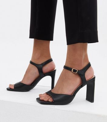 black open toe chunky heel