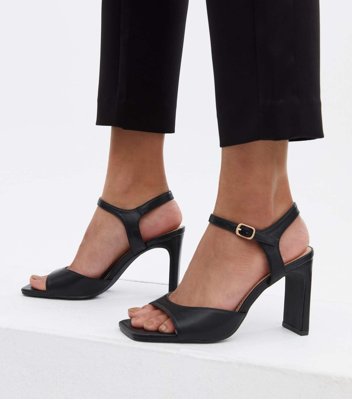 Truffle Collection Black Open Toe Block Heel Sandals Image 2