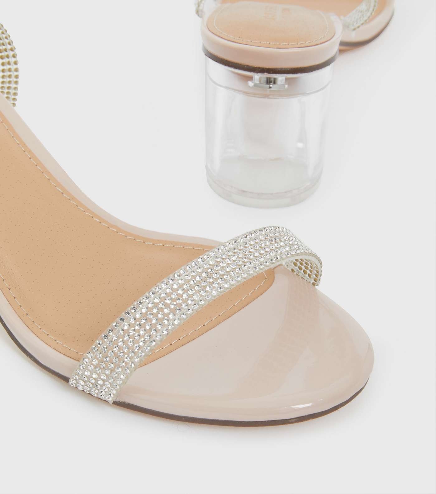 Truffle Collection Cream Diamanté Block Heel Sandals Image 4
