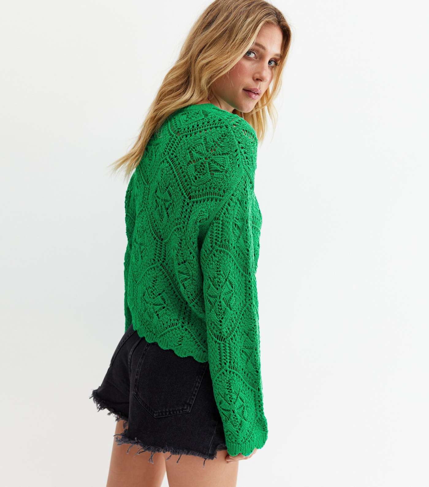 Green Crochet Wide Sleeve Jumper Image 4