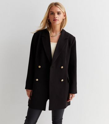 long black double breasted coat womens