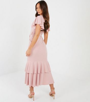 Quiz belted midi dress hotsell