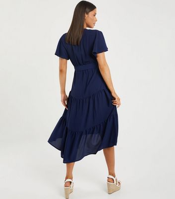 wrap dip hem dress