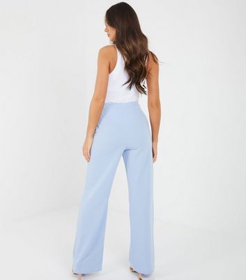 QUIZ Pale Blue High Waist Wide Leg 