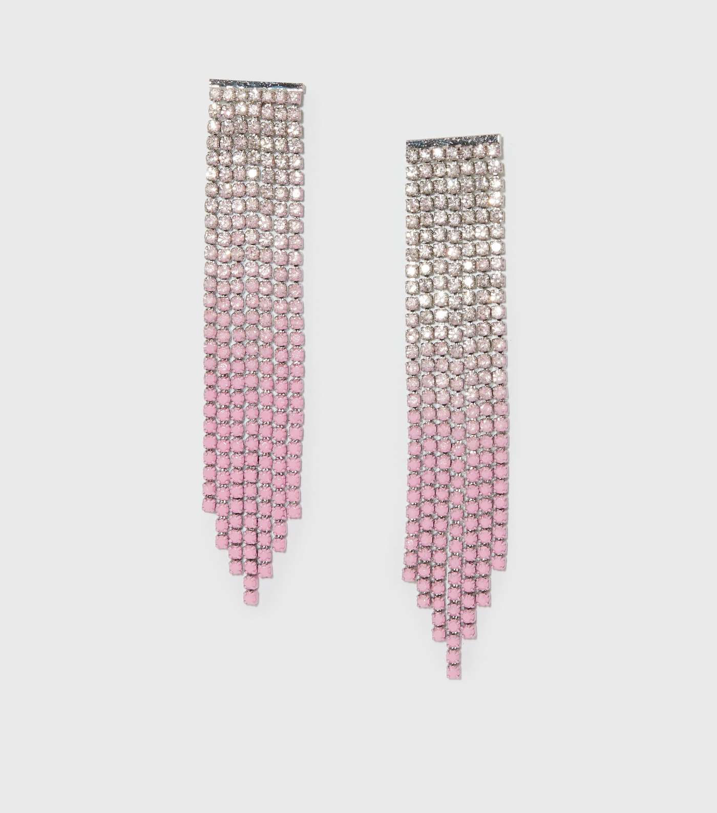 Pale Pink Ombré Diamanté Tassel Earrings Image 2