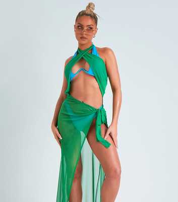 Missy Empire Green Mesh Maxi Beach Cover Up