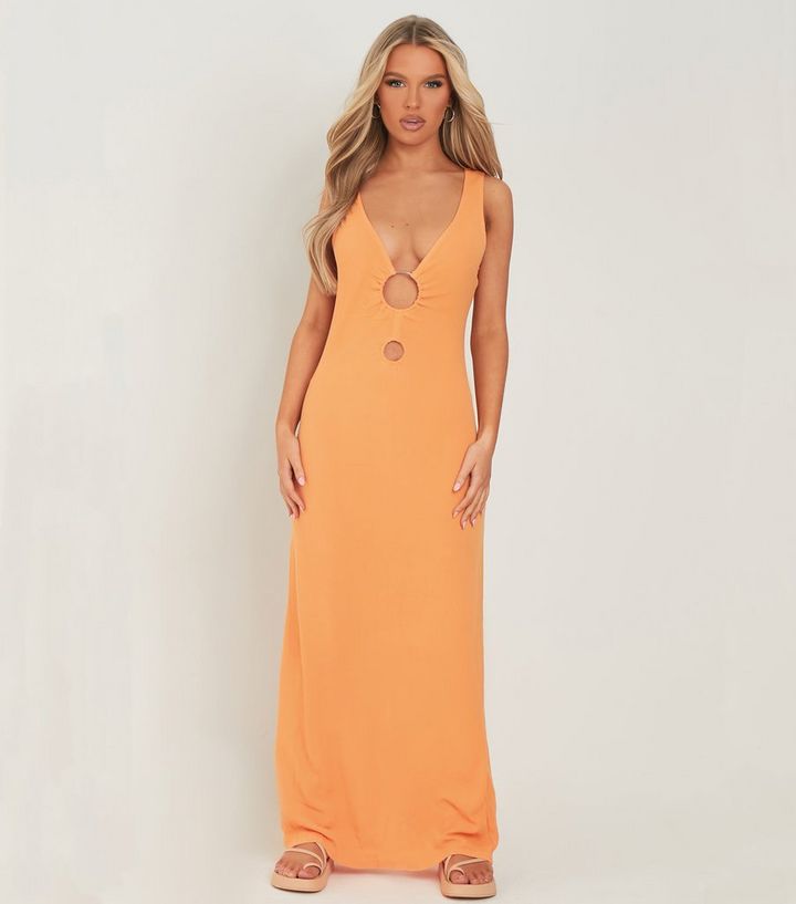 Missy Empire Bright Orange Cut Out Ring Maxi Dress New Look