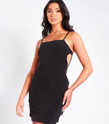 Black mini outlet dress with slit