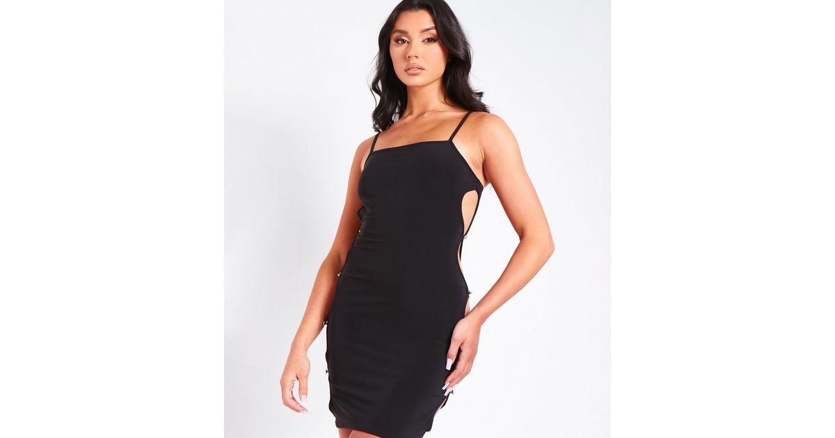Missy Empire Black Embellished Cut Out Mini Dress | New Look