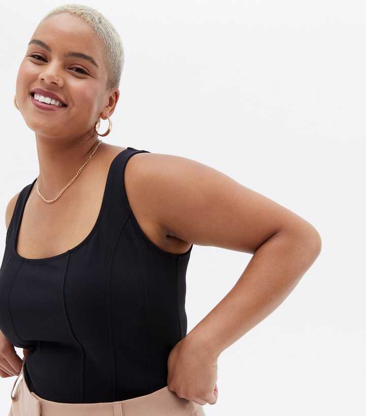 Curves Black Square Neck Bodysuit