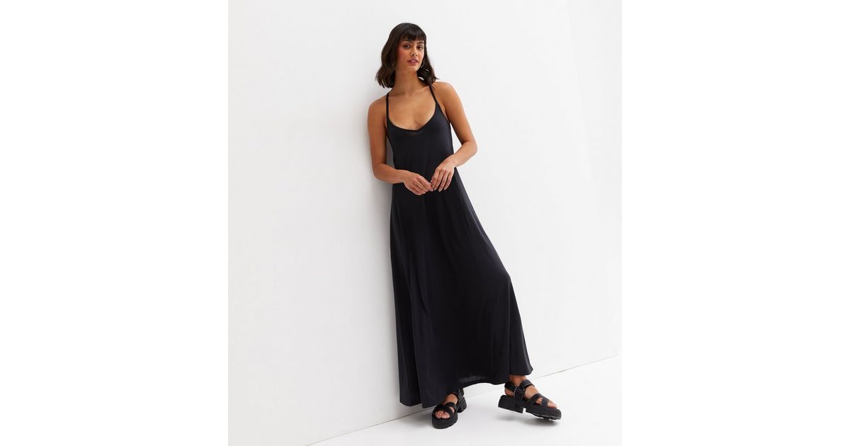 black strappy maxi dress