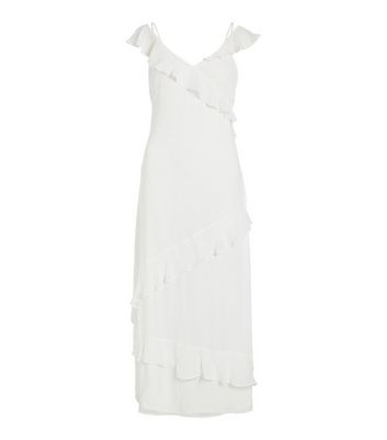 White wrap clearance frill dress