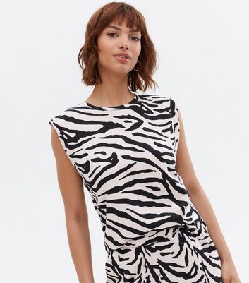 JDY Black Zebra Print Sleeveless Top 