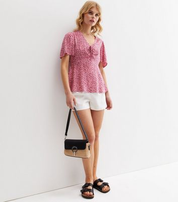 Click to view product details and reviews for Pink Spot Tie Front V Neck Blouse New Look. Click to view product details and reviews for Pink Spot Tie Front V Neck Blouse New Look.