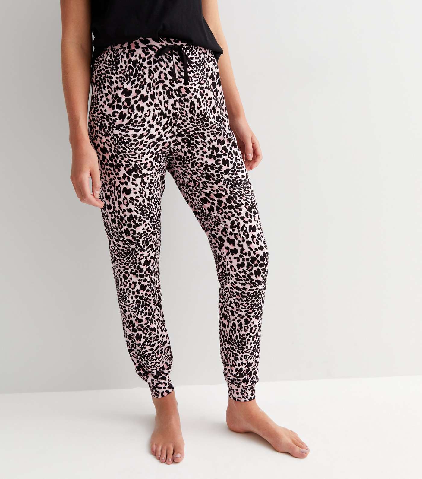 Black Animal Print Soft Touch Jogger Pyjama Set with Vibe Logo Image 3