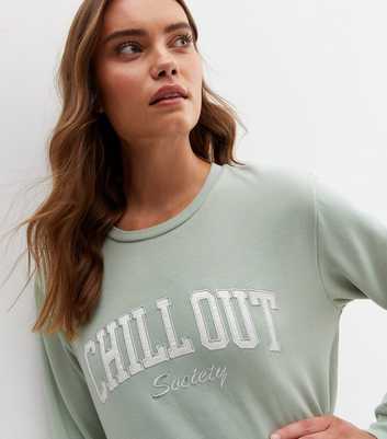 Light Green Chill Out Embroidered Lounge Sweatshirt