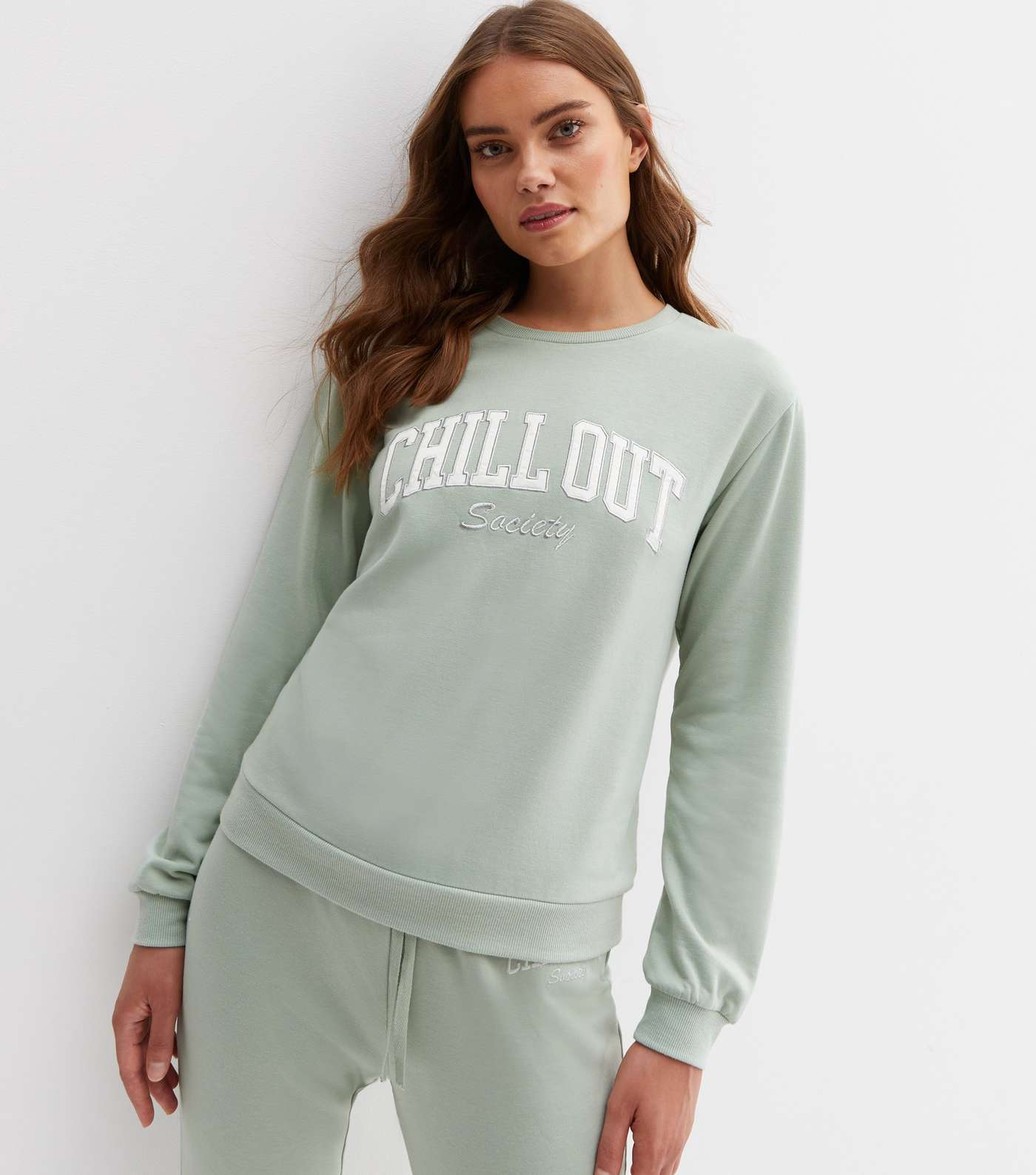 Light Green Chill Out Embroidered Lounge Sweatshirt Image 3