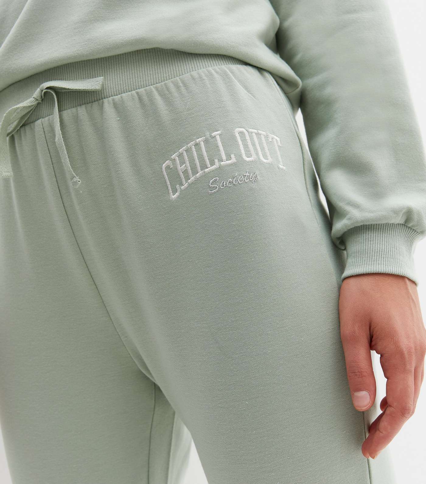 Light Green Chill Out Embroidered Lounge Joggers Image 3