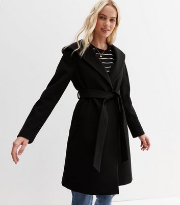 Hooded coat best sale with belt