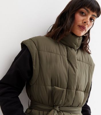 belted puffer gilet