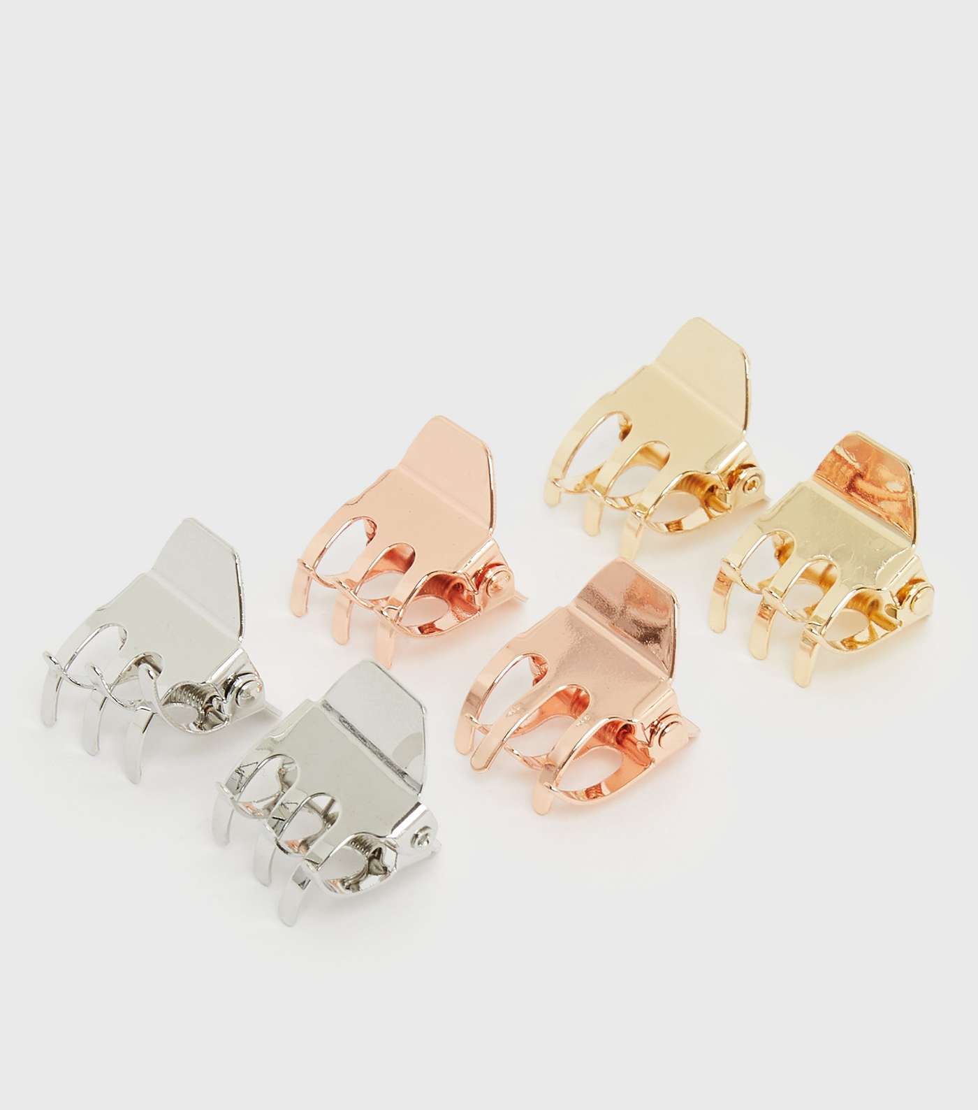 6 Pack Rose Gold Silver and Gold Mini Bulldog Claw Clips