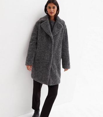 Grey fluffy jacket new on sale look