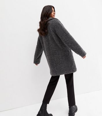 Grey teddy fur jacket best sale