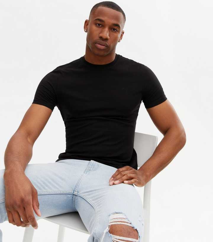 Black Muscle Fit Crew Neck T-Shirt
