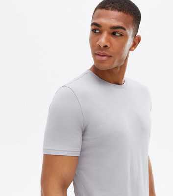 Pale Grey Muscle Fit Crew Neck T-Shirt