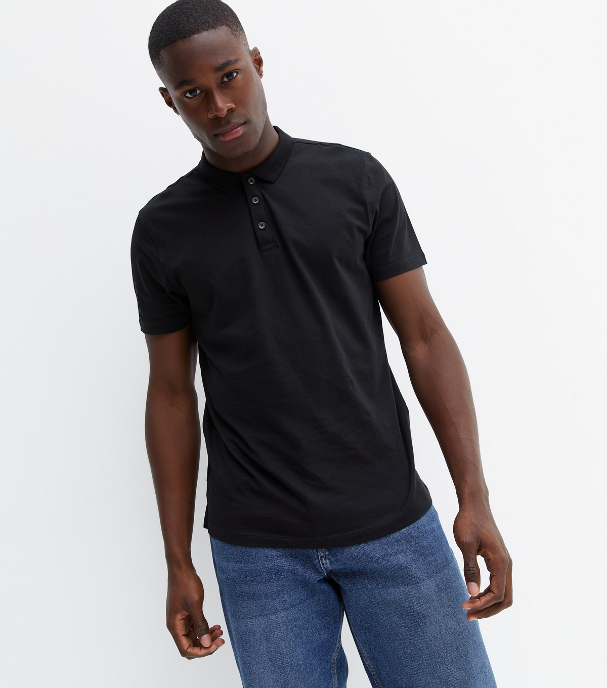 Men's Black Short Sleeve Collared Polo Shirt New Look