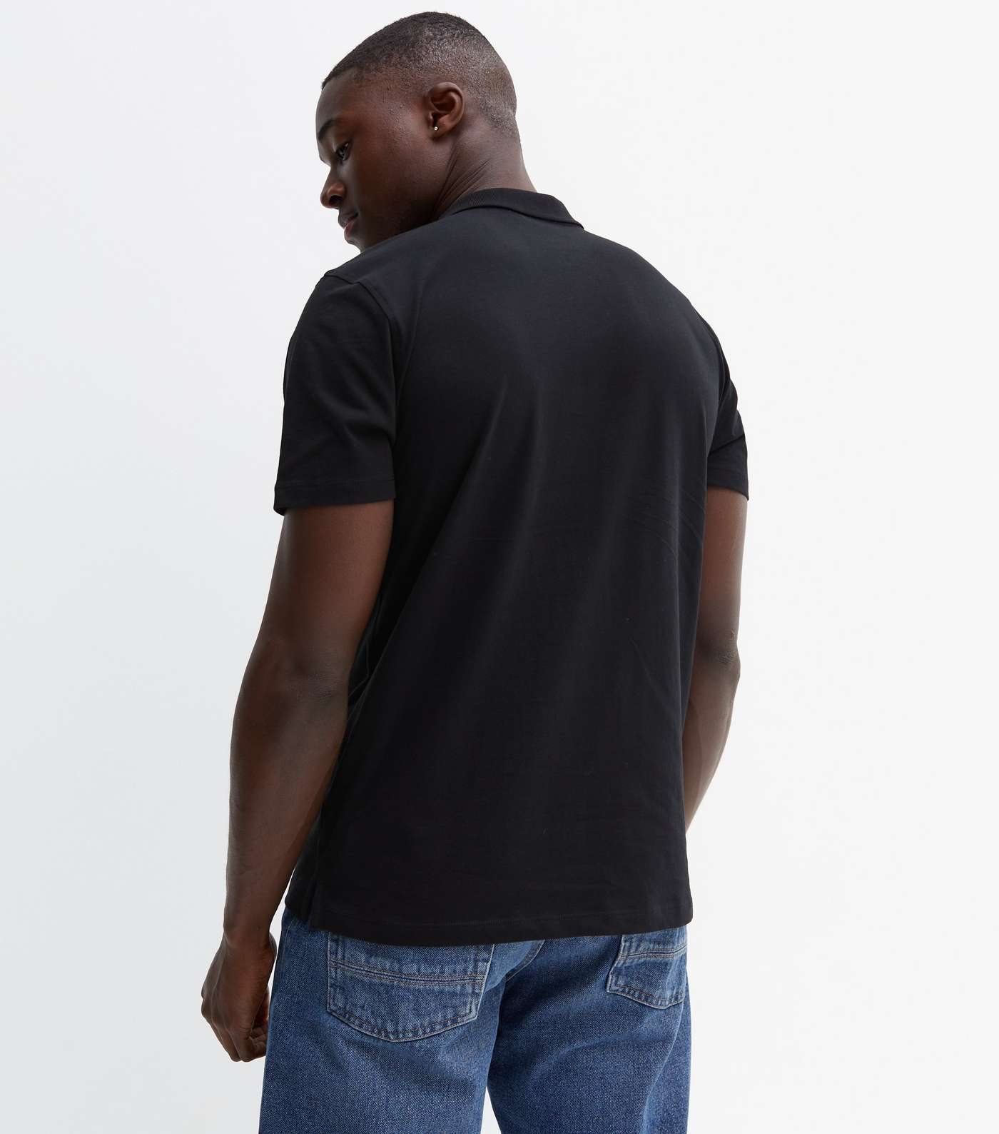 Black Short Sleeve Collared Polo Shirt Image 4