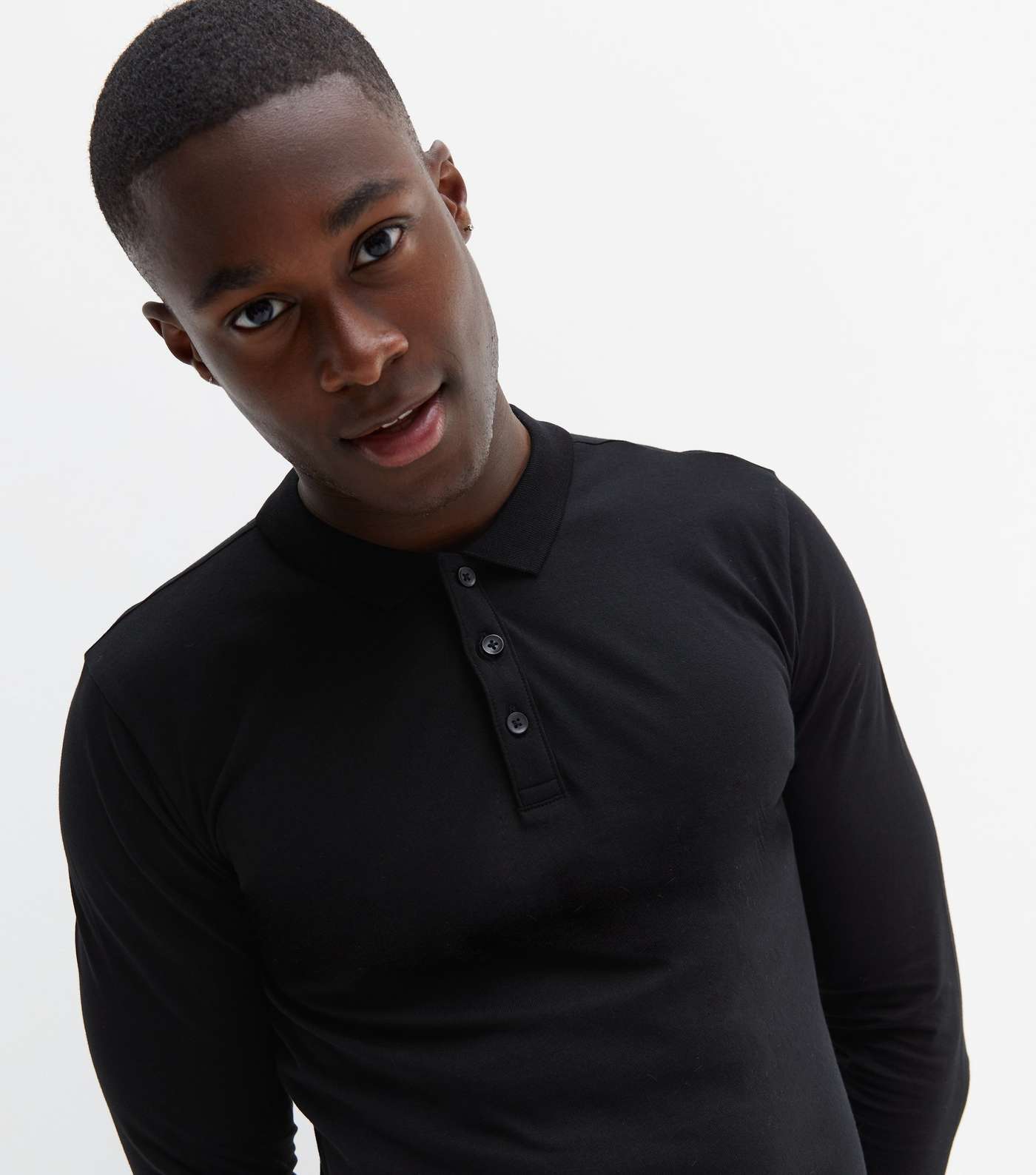 Black Long Sleeve Polo Shirt Image 3