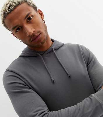 Dark Grey Pocket Front Long Sleeve Hoodie