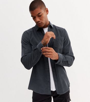 Grey corduroy hot sale shirt mens