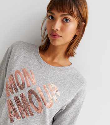Grey Sequin Amour Logo Lounge Sweatshirt