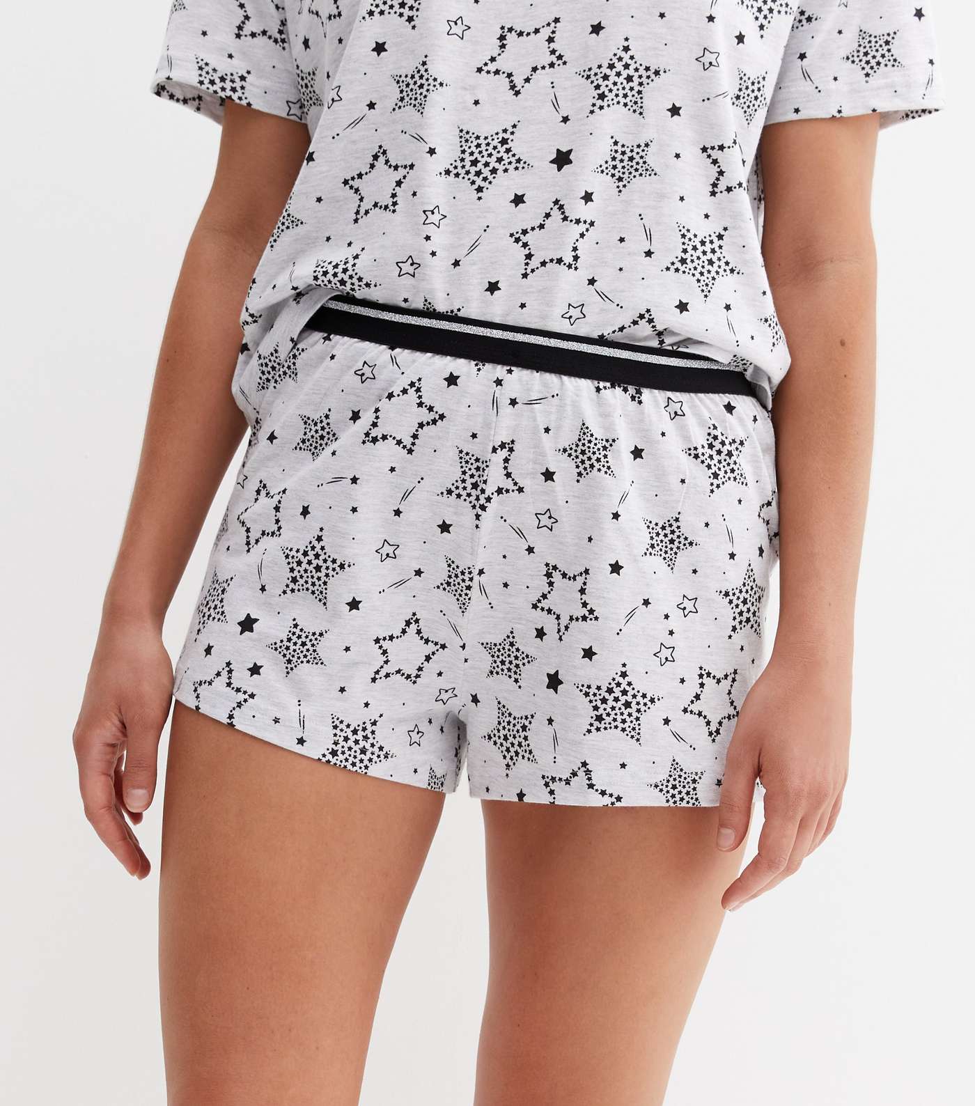Light Grey Short Pyjama Set with Star Print Image 2
