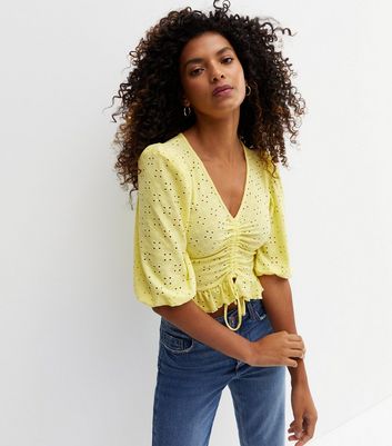 Yellow polka best sale dot crop top