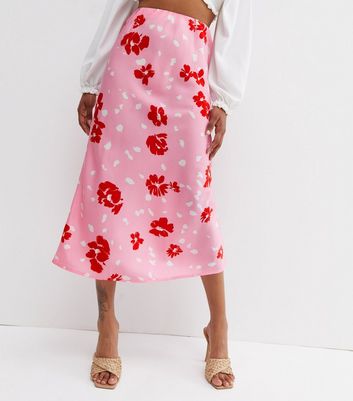 Pink spot midi skirt new look sale