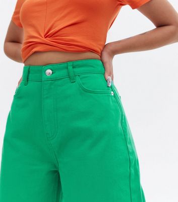 Click to view product details and reviews for Petite Green High Waist Adalae Wide Leg Jeans New Look.