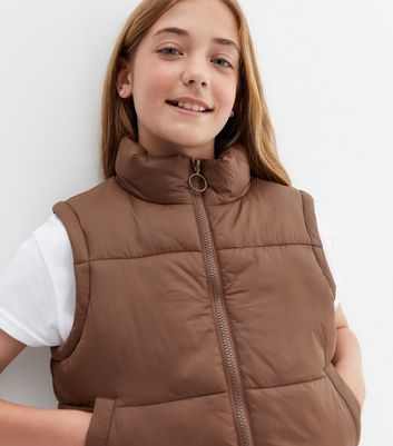 puffer gilet brown