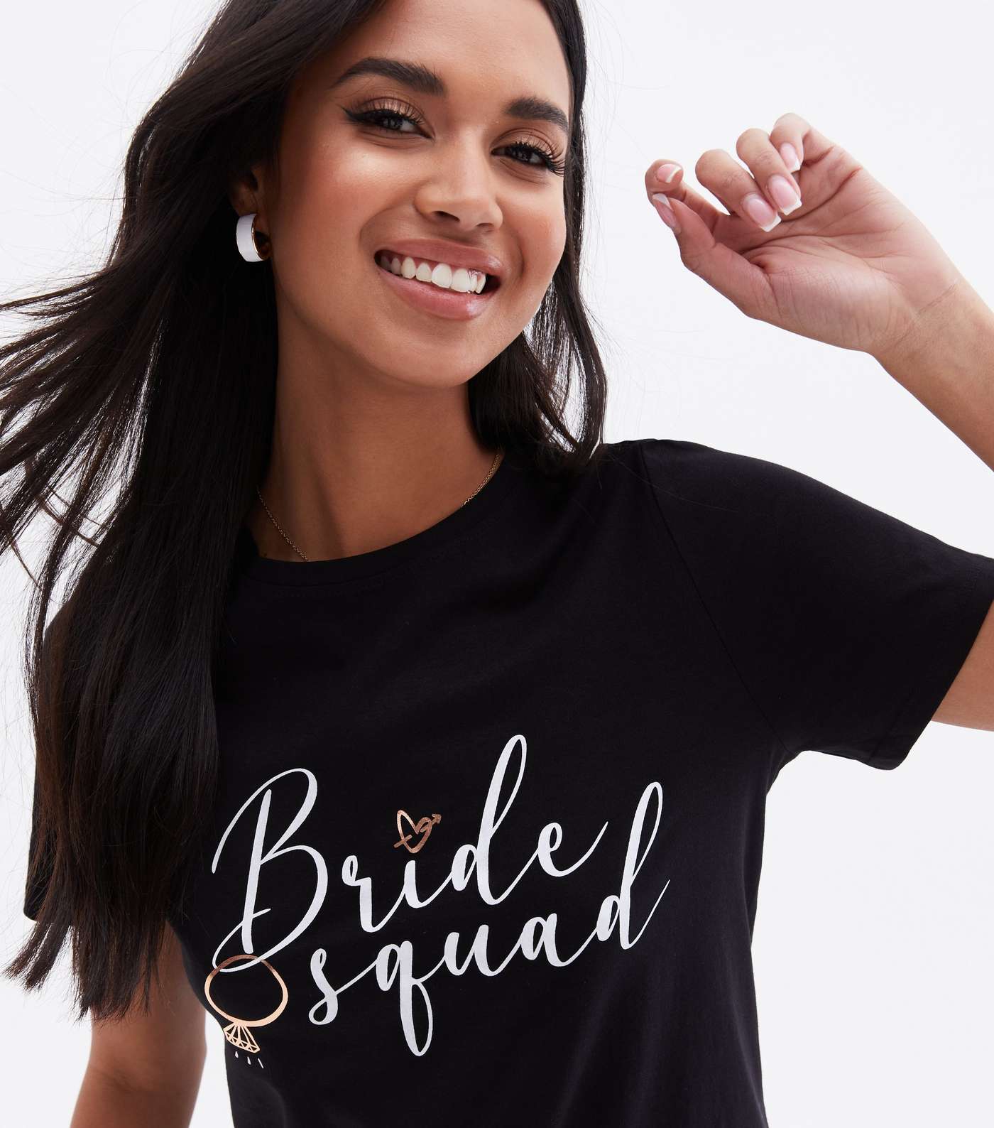 Black Crew Neck Bride Squad Logo T-Shirt Image 2