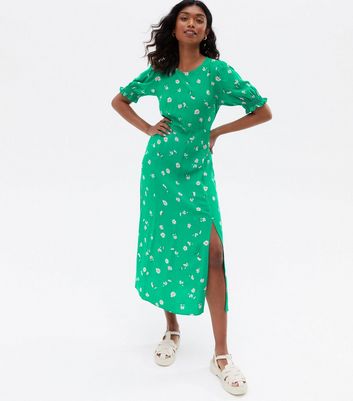 Click to view product details and reviews for Green Daisy Split Front Midi Dress New Look.