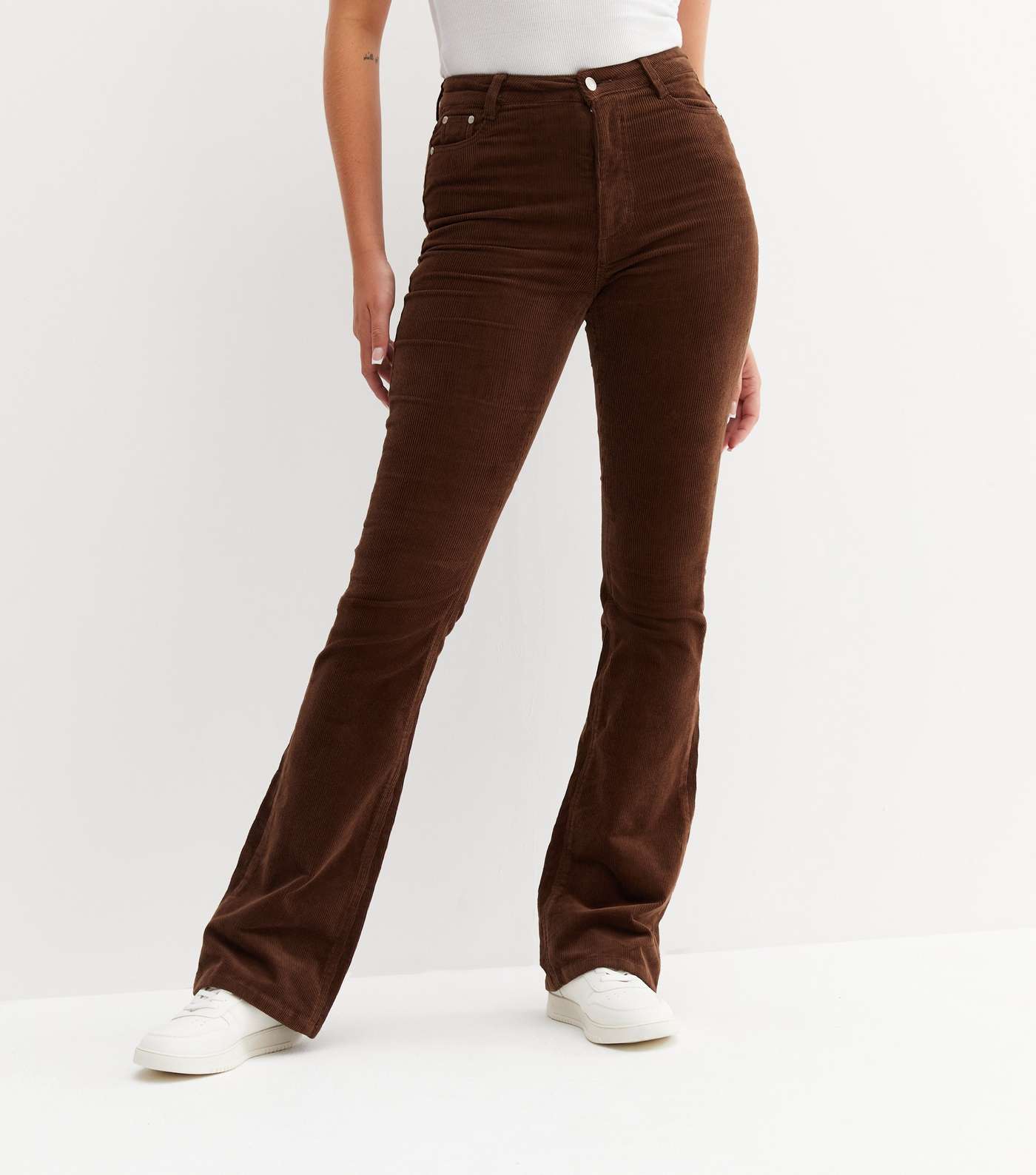 Tall Dark Brown Cord Flared Trousers Image 2