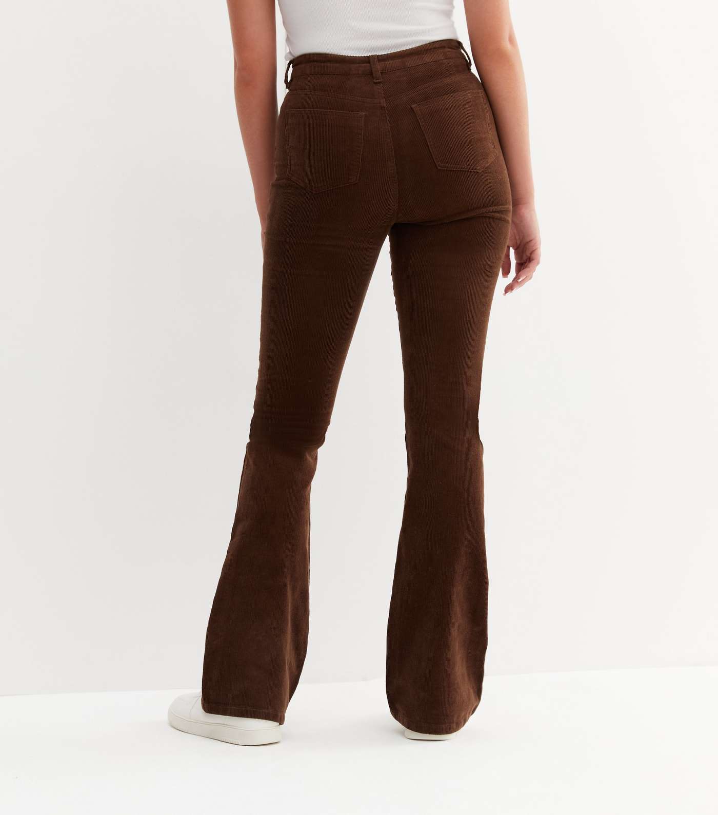 Tall Dark Brown Cord Flared Trousers Image 4