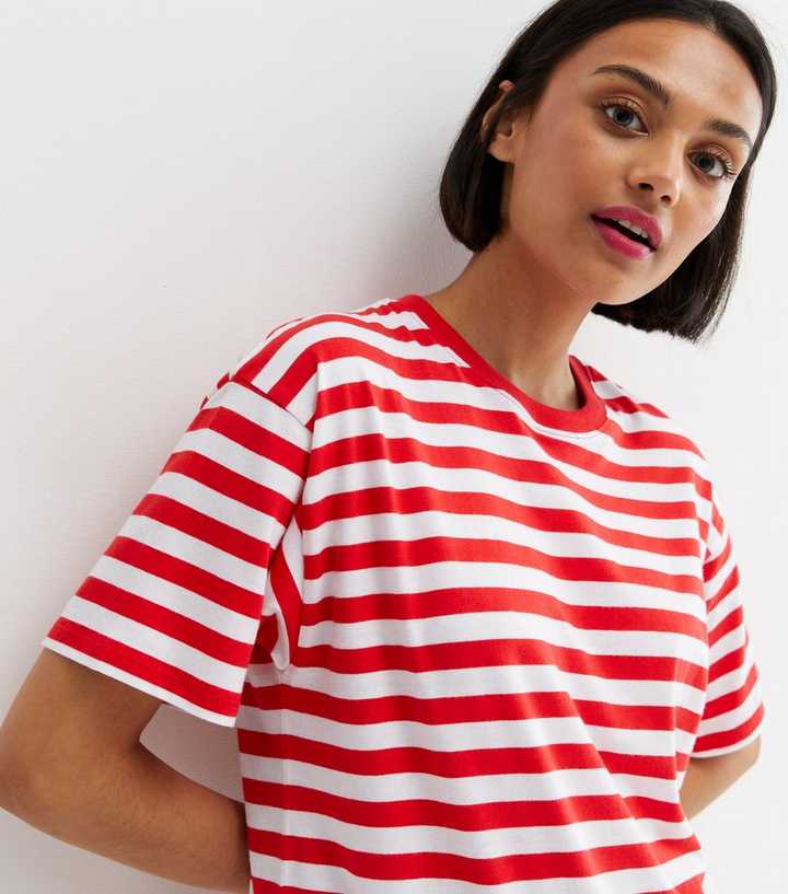 Women's Red Striped Tops